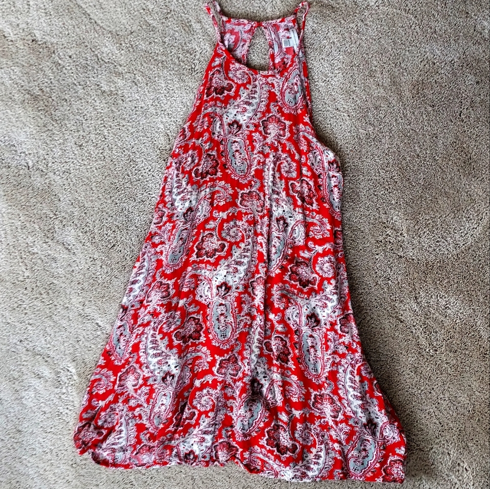American Eagle Outfitters Red Linen Paisley Print Mini Dress - Picture 3 of 5